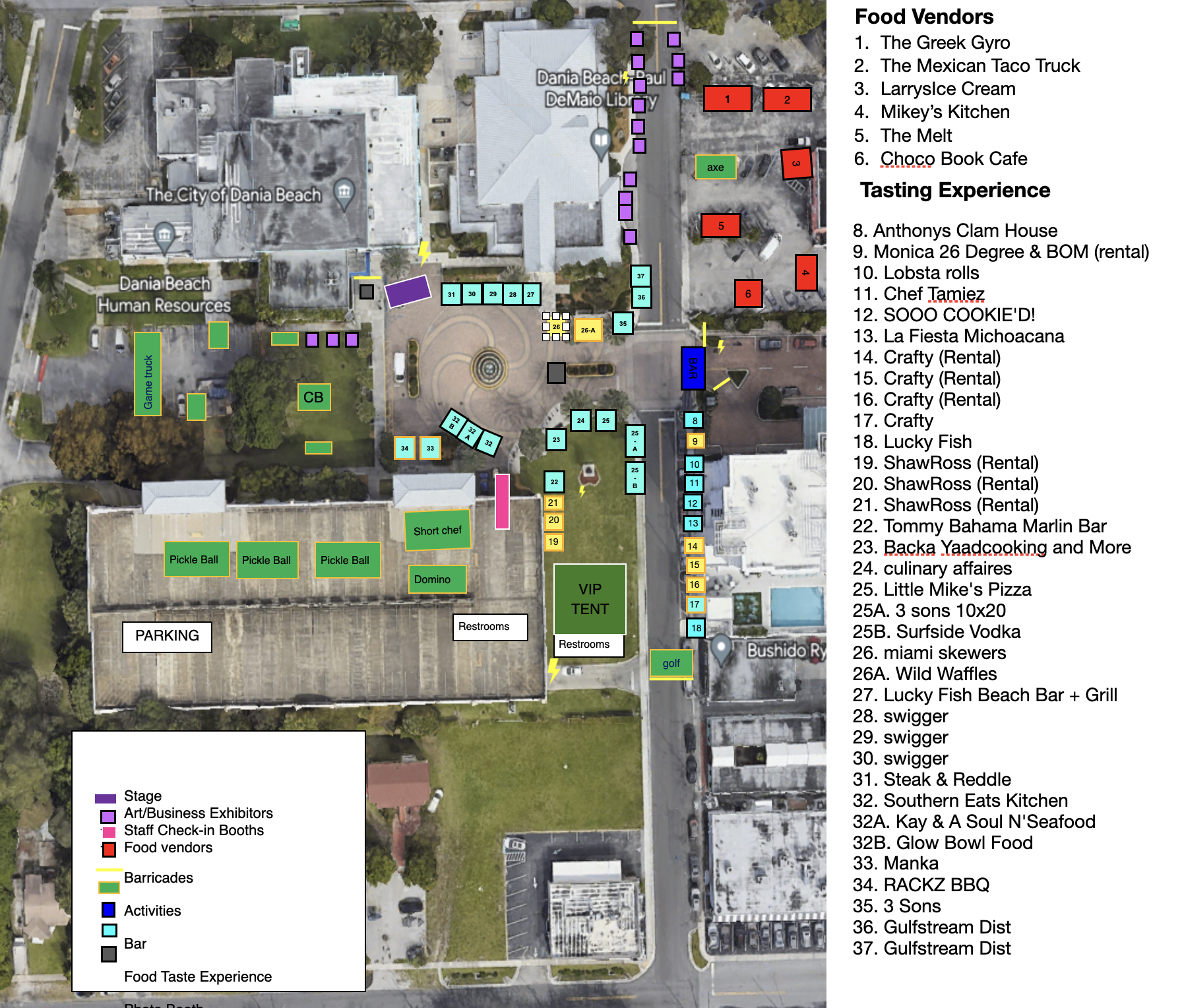 Taste of Dania Beach site map primary