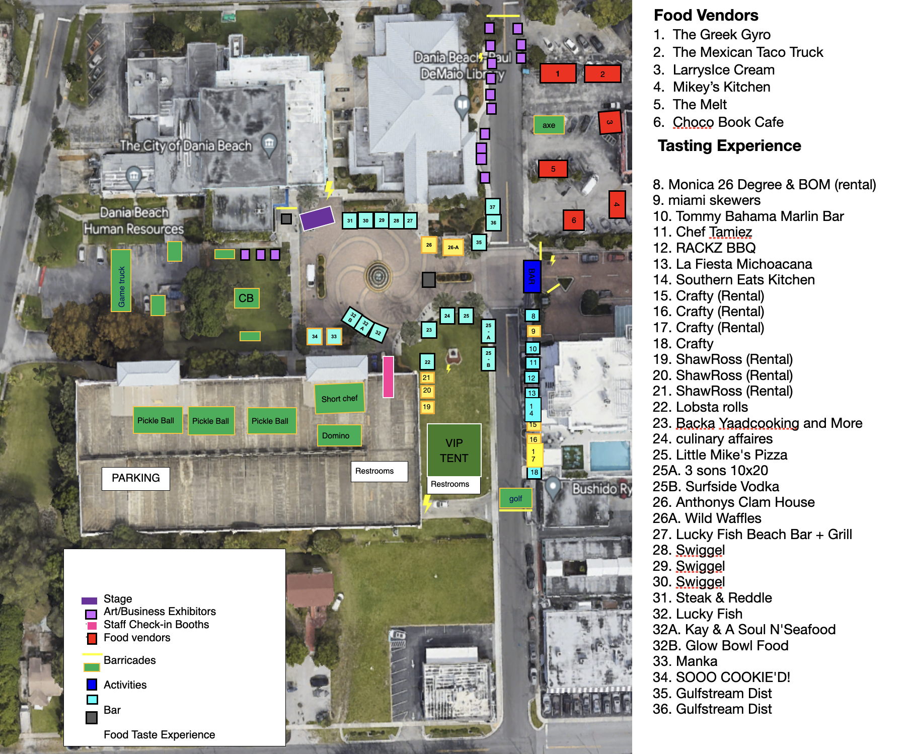 Taste of Dania Beach site map primary